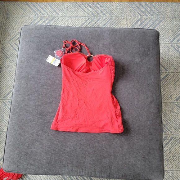 Michael Kors Logo Ring Bandini Swim Halter Top & Bottom 2 piece Set - Sea Coral - Picture 12 of 16